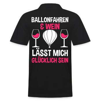 Ballonfahren Wein Luftfahrt Ballonfahrer Heißluftb - Männer Poloshirt - Schwarz - Hinten - Kai (181cm)