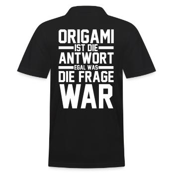 Origami ist die Antwort egal was die Frage war - Männer Poloshirt - Schwarz - Hinten - Kai (181cm)