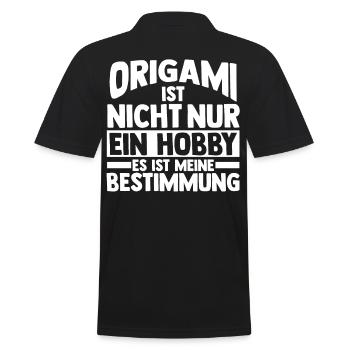 Origami ist nicht nur ein Hobby es ist meine Besti - Männer Poloshirt - Schwarz - Hinten - Kai (181cm)