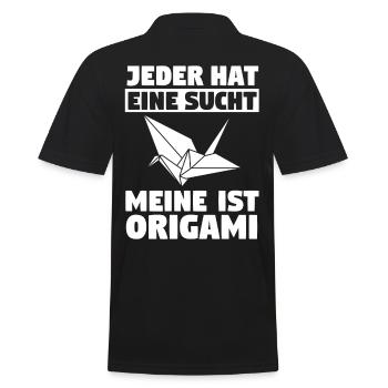 Jeder hat eine Sucht meine ist Origami - Männer Poloshirt - Schwarz - Hinten - Kai (181cm)