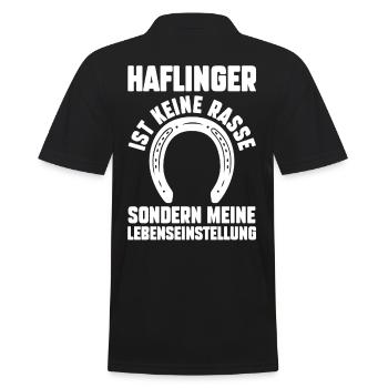 Pferd Reitsport Reiten Pferdesport Haflinger - Männer Poloshirt - Schwarz - Hinten - Kai (181cm)