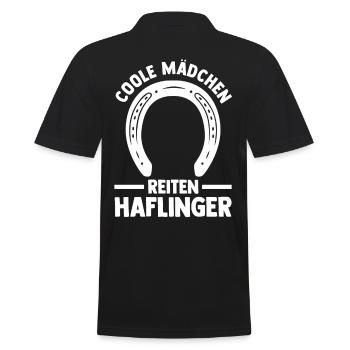 Pferd Reitsport Reiten Pferdesport Haflinger - Männer Poloshirt - Schwarz - Hinten - Kai (181cm)
