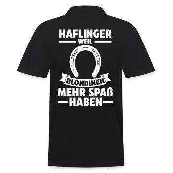 Pferd Reitsport Reiten Pferdesport Haflinger - Männer Poloshirt - Schwarz - Hinten - Kai (181cm)