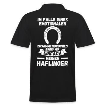 Pferd Reitsport Reiten Pferdesport Haflinger - Männer Poloshirt - Schwarz - Hinten - Kai (181cm)