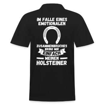 Pferd Reitsport Reiten Pferdesport Holsteiner - Männer Poloshirt - Schwarz - Hinten - Kai (181cm)