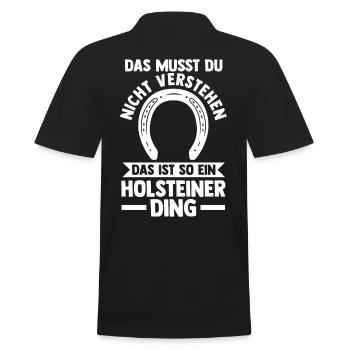 Pferd Reitsport Reiten Pferdesport Holsteiner - Männer Poloshirt - Schwarz - Hinten - Kai (181cm)