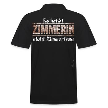 Die Zimmerin ist keine Zimmerfrau Gesellenprüfung - Männer Poloshirt - Schwarz - Hinten - Kai (181cm)