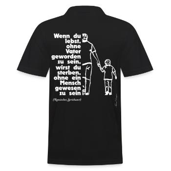 Papa ist der Beste Mann, russisches Sprichwort - Männer Poloshirt - Schwarz - Hinten - Kai (181cm)