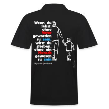 Papa ist der Beste Mann, russisches Sprichwort - Männer Poloshirt - Schwarz - Hinten - Kai (181cm)