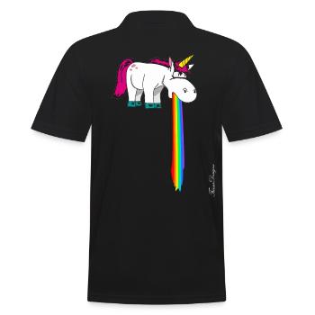 Cute unicorn vomits in the beam rainbow - Men's Polo Shirt - black - Back - Kai (181cm)