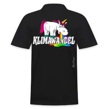 Klimawandel Einhorn hat es satt und kotzt - Männer Poloshirt - Schwarz - Hinten - Kai (181cm)