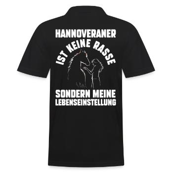 Pferd Reitsport Reiten Pferdesport Hannoveraner - Männer Poloshirt - Schwarz - Hinten - Kai (181cm)