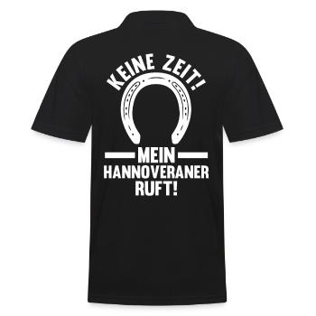 Pferd Reitsport Reiten Pferdesport Hannoveraner - Männer Poloshirt - Schwarz - Hinten - Kai (181cm)
