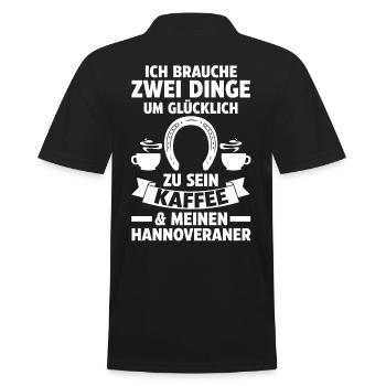 Pferd Reitsport Reiten Pferdesport Kaffee Hannover - Männer Poloshirt - Schwarz - Hinten - Kai (181cm)