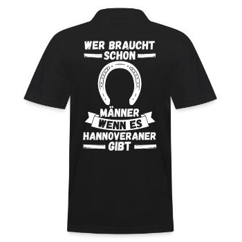 Pferd Reitsport Reiten Pferdesport Hannoveraner - Männer Poloshirt - Schwarz - Hinten - Kai (181cm)