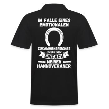 Pferd Reitsport Reiten Pferdesport Hannoveraner - Männer Poloshirt - Schwarz - Hinten - Kai (181cm)