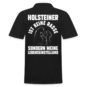 Pferd Reitsport Reiten Pferdesport Holsteiner - Männer Poloshirt - Schwarz - Hinten - Kai (181cm)