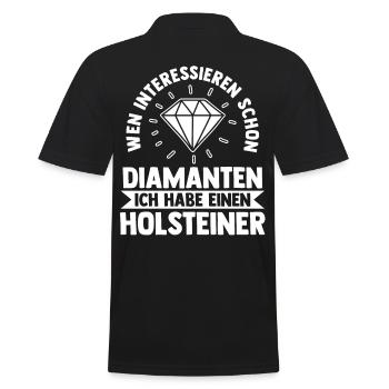 Pferd Reitsport Reiten Pferdesport Holsteiner - Männer Poloshirt - Schwarz - Hinten - Kai (181cm)