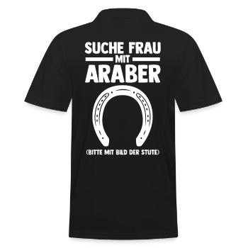Pferd Reitsport Reiten Pferdesport Araber - Männer Poloshirt - Schwarz - Hinten - Kai (181cm)