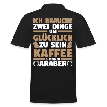Pferd Reitsport Reiten Pferdesport Kaffee Araber - Männer Poloshirt - Schwarz - Hinten - Kai (181cm)