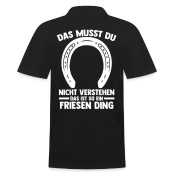 Pferd Reitsport Reiten Pferdesport Friese - Männer Poloshirt - Schwarz - Hinten - Kai (181cm)