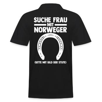 Pferd Reitsport Reiten Pferdesport Norweger - Männer Poloshirt - Schwarz - Hinten - Kai (181cm)