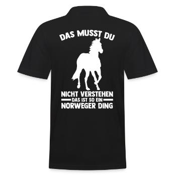 Pferd Reitsport Reiten Pferdesport Norweger - Männer Poloshirt - Schwarz - Hinten - Kai (181cm)