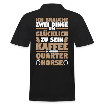 Pferd Reitsport Reiten Pferdesport Kaffee Quarter - Männer Poloshirt - Schwarz - Hinten - Kai (181cm)