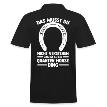 Pferd Reitsport Reiten Pferdesport Quarter Horse - Männer Poloshirt - Schwarz - Hinten - Kai (181cm)