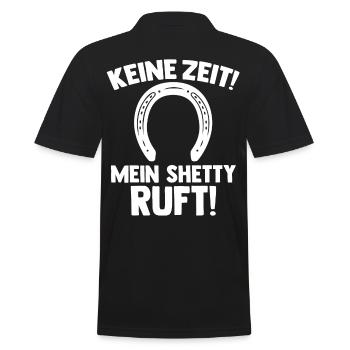 Pferd Reitsport Reiten Pferdesport Shetty - Männer Poloshirt - Schwarz - Hinten - Kai (181cm)