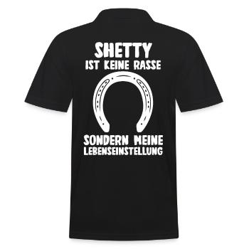 Pferd Reitsport Reiten Pferdesport Shetty - Männer Poloshirt - Schwarz - Hinten - Kai (181cm)