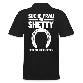Pferd Reitsport Reiten Pferdesport Shetty - Männer Poloshirt - Schwarz - Hinten - Kai (181cm)