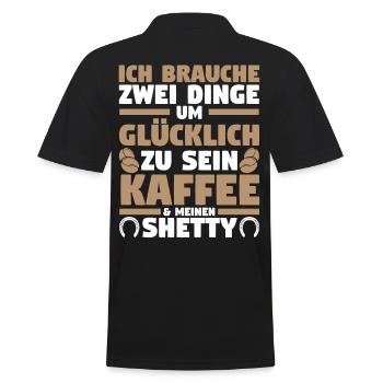 Pferd Reitsport Reiten Pferdesport Kaffee Shetty - Männer Poloshirt - Schwarz - Hinten - Kai (181cm)