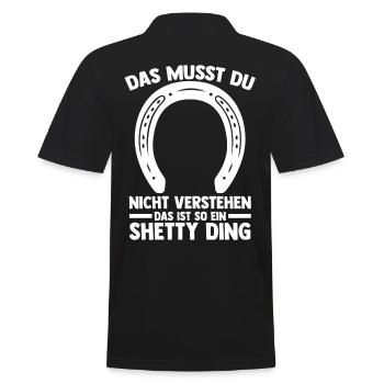 Pferd Reitsport Reiten Pferdesport Shetty - Männer Poloshirt - Schwarz - Hinten - Kai (181cm)