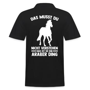 Pferd Reitsport Reiten Pferdesport Araber - Männer Poloshirt - Schwarz - Hinten - Kai (181cm)