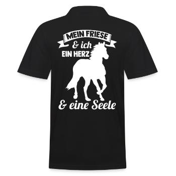 Pferd Reitsport Reiten Pferdesport Friese - Männer Poloshirt - Schwarz - Hinten - Kai (181cm)