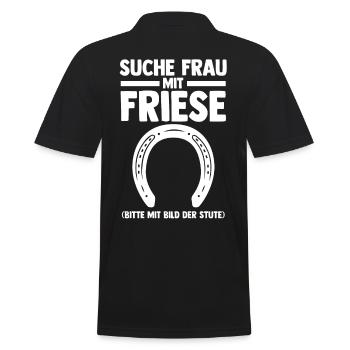 Pferd Reitsport Reiten Pferdesport Friese - Männer Poloshirt - Schwarz - Hinten - Kai (181cm)