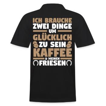 Pferd Reitsport Reiten Pferdesport Kaffee Friese - Männer Poloshirt - Schwarz - Hinten - Kai (181cm)