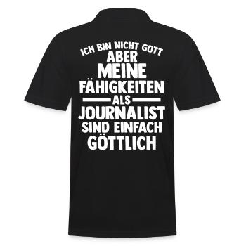 Reporter Journalistik Journalist - Männer Poloshirt - Schwarz - Hinten - Kai (181cm)