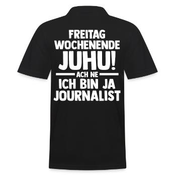 Reporter Journalistik Journalist - Männer Poloshirt - Schwarz - Hinten - Kai (181cm)