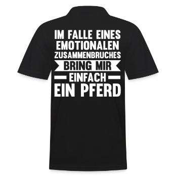Reiten Reiter Pferd Pferde - Männer Poloshirt - Schwarz - Hinten - Kai (181cm)