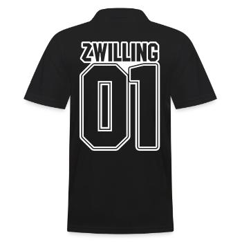 Zwillingsgeschwister Zwilling Zwillinge - Männer Poloshirt - Schwarz - Hinten - Kai (181cm)