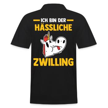 Zwillingsgeschwister Zwilling Zwillinge - Männer Poloshirt - Schwarz - Hinten - Kai (181cm)