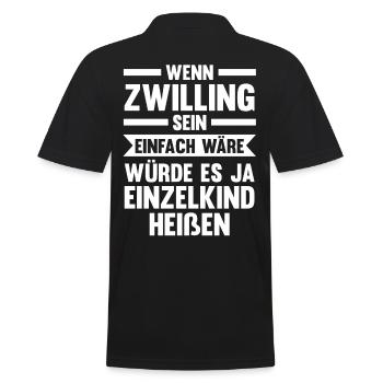 Zwillingsgeschwister Zwilling Zwillinge - Männer Poloshirt - Schwarz - Hinten - Kai (181cm)