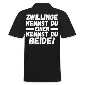 Zwillingsgeschwister Zwilling Zwillinge - Männer Poloshirt - Schwarz - Hinten - Kai (181cm)