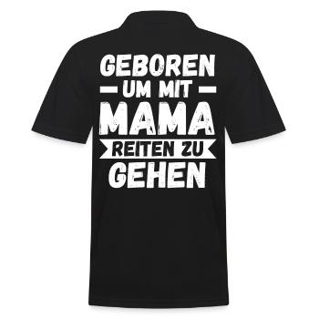 Pferd Pferde Mama Sohn Tochter Reiten Reiter - Männer Poloshirt - Schwarz - Hinten - Kai (181cm)