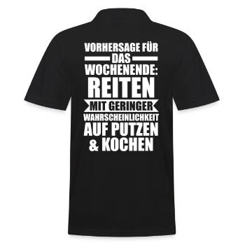 Pferd Pferde Reitsport Reiten Reiter - Männer Poloshirt - Schwarz - Hinten - Kai (181cm)
