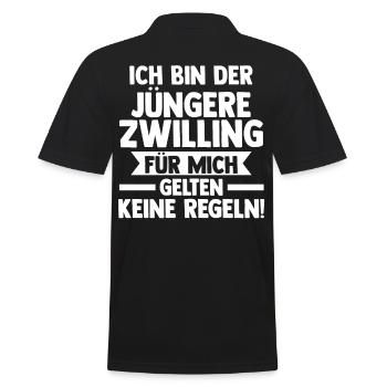 Zwillingsgeschwister Jüngere Zwilling Zwillinge - Männer Poloshirt - Schwarz - Hinten - Kai (181cm)
