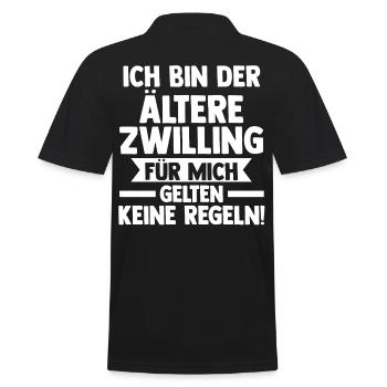 Zwillingsgeschwister Ältere Zwilling Zwillinge - Männer Poloshirt - Schwarz - Hinten - Kai (181cm)
