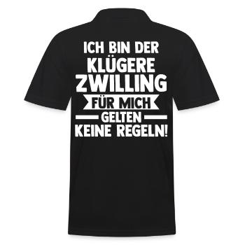 Zwillingsgeschwister Klügere Zwilling Zwillinge - Männer Poloshirt - Schwarz - Hinten - Kai (181cm)
